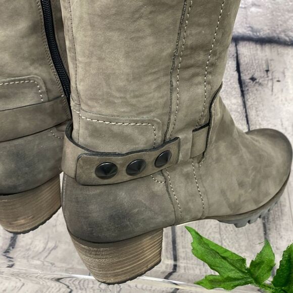 Kennel Und Schmenger Studded‎ Leather Distressed Knee High Boots Gray 7.5 - Picture 8 of 15